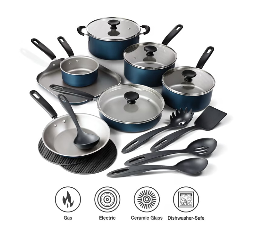 Tramontina Primaware 18-Piece Nonstick Cookware Set Blue