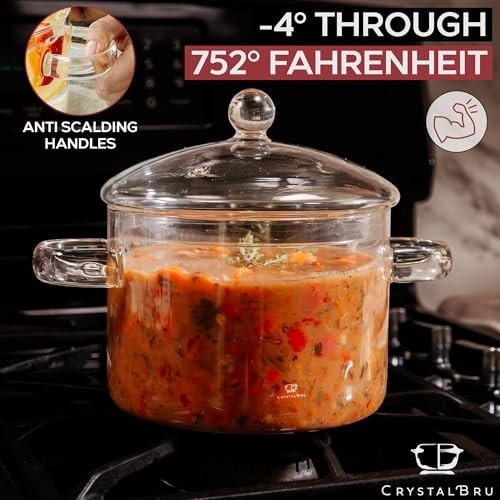 2L Clear Glass Simmer Pot with Lid & Strainer | Heat-Resistant Borosilicate…