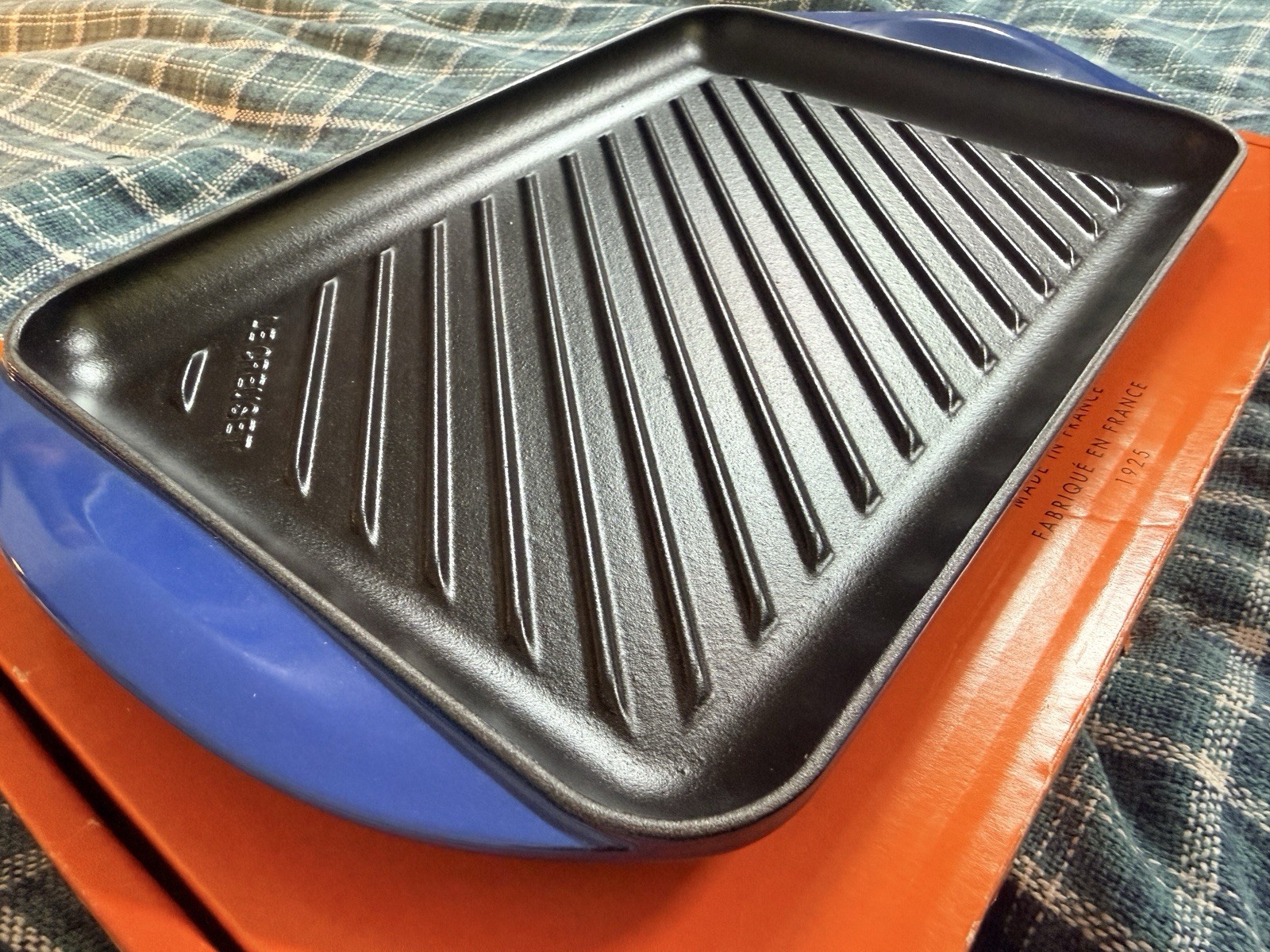 Le Creuset Lapis Blue 32cm Rectangular Skinny Grill Cast Iron New in Box