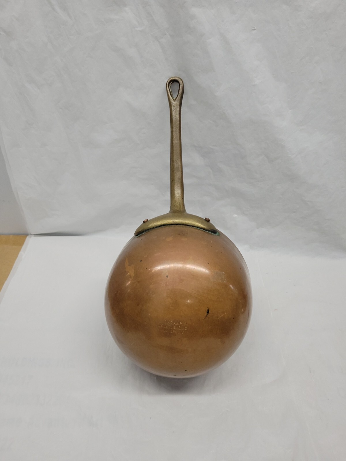 VINTAGE BAZAAR DE LA CUISINE NY/NY 6″ SOLID COPPER POT BRASS HANDLE W/LID #5365