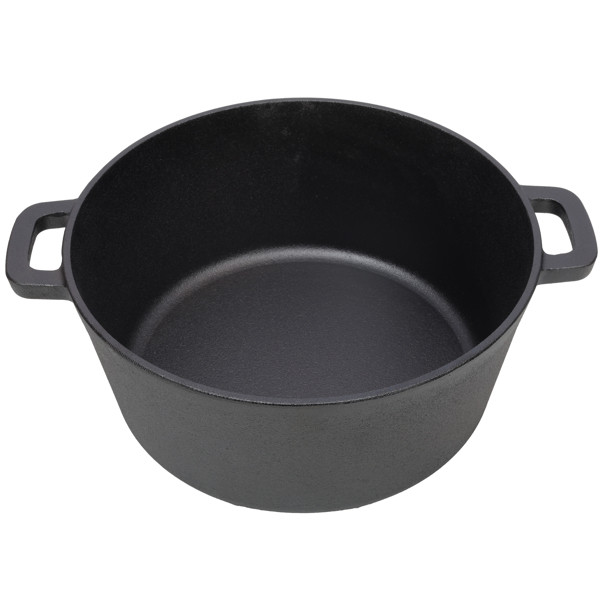 2 in 1 Cast Iron Stock Pot Dual Handles Multi Purpose Braiser with Griddle Lid