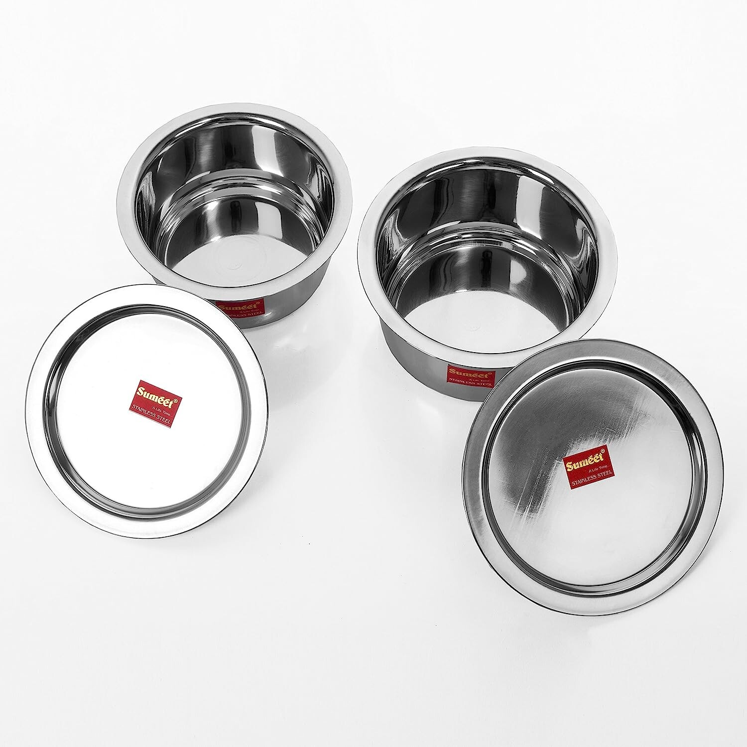 Stainless Steel Cookware Set With Lid (Capacity 1.4 & 1.8 Liter) Set of 2 Piece