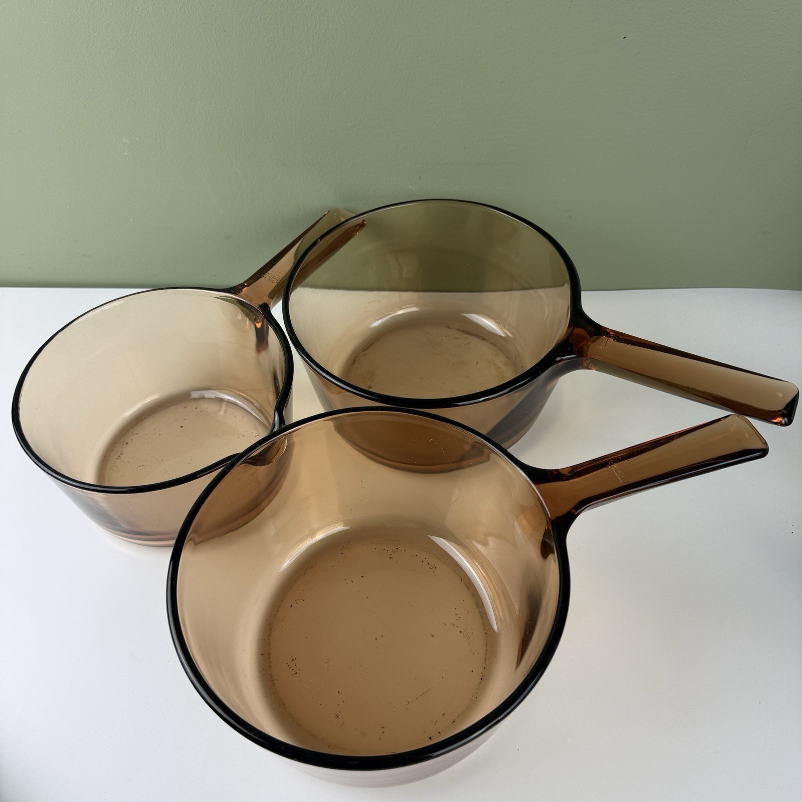 Vision Ware Corning Cookware Pyrex Amber Glass Pots Set 1L 1.5L(2) | 3pc