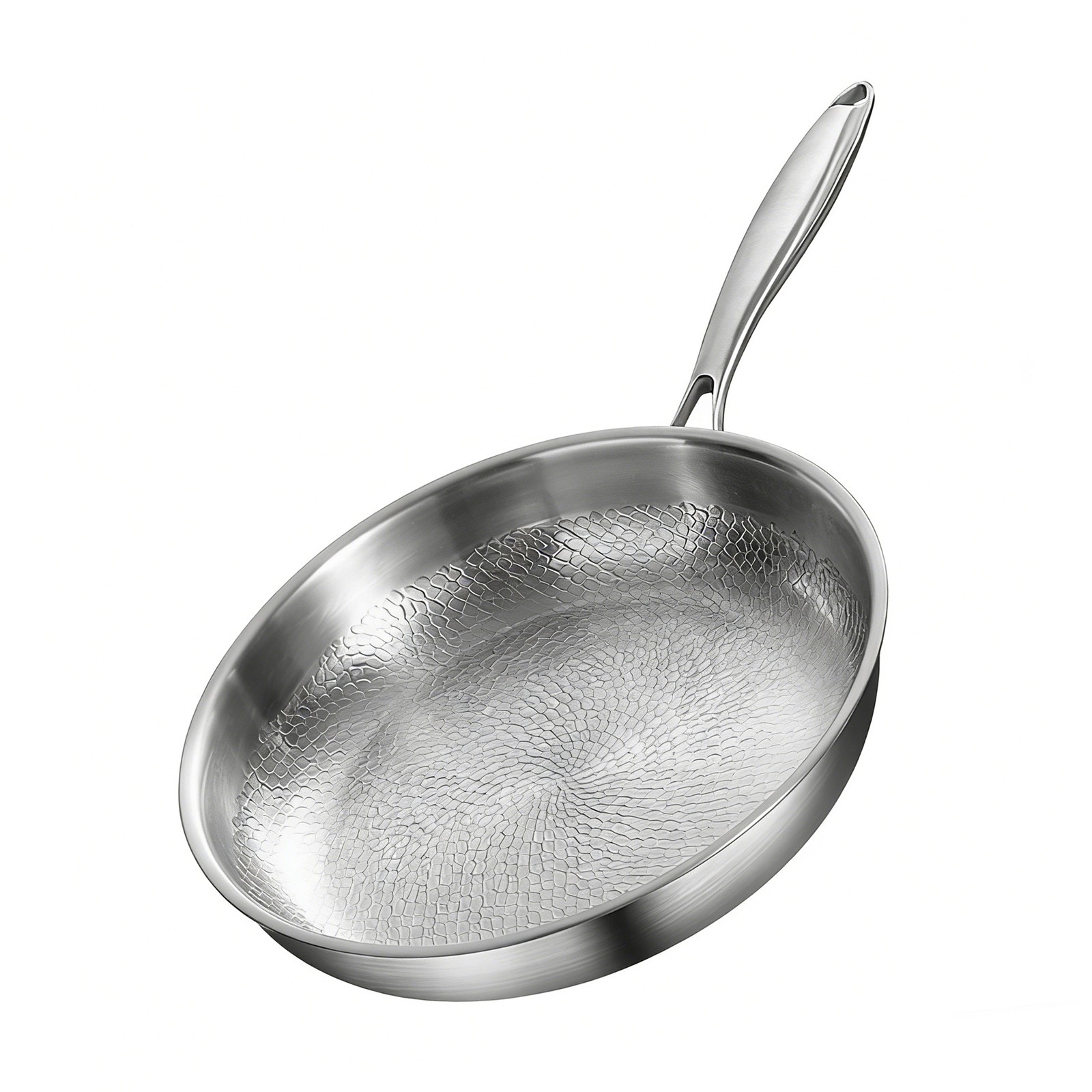 28cm Uncoated Frying Pan w/Lid, Kitchen Non Stick Titanium Pan Scratch-Resistant