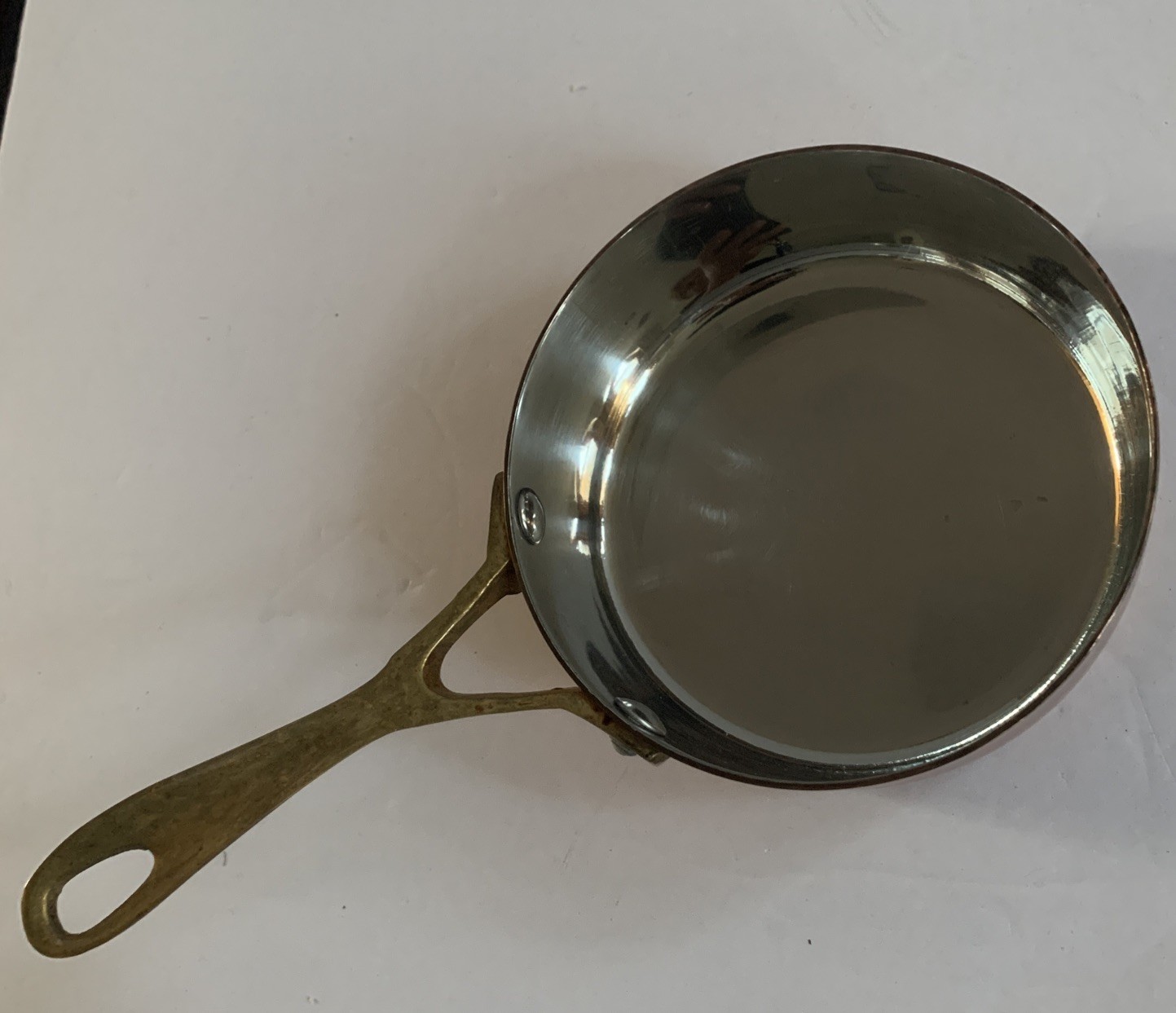 2 Mini Stainless Steel Copper Plated Dutch Oven Fryer Brass Handle 4.75″ No Lid
