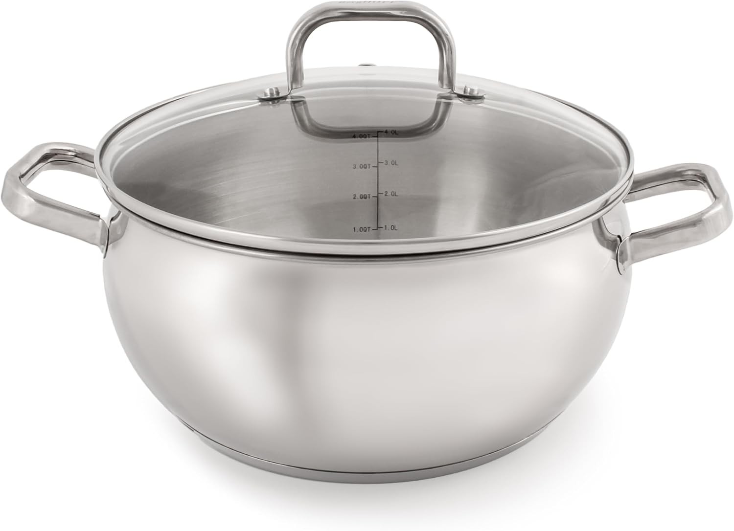 Belly Shape 18/10 Stainless Steel 9.5 inches Stockpot 5.5qt. Glass Lid with