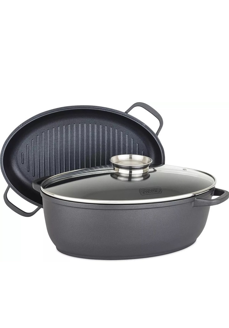 Viking Culinary 3-in-1 8.6 Qt Die Cast Oval Roaster with Glass Lid BRAND NEW BOX