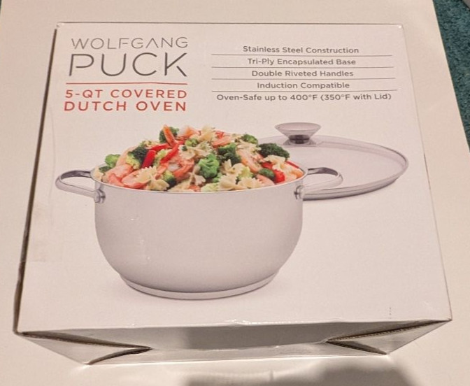 Wolfgang Puck 5-QT Covered Dutch Oven Stainless Steel Tri-Ply Induction NEW