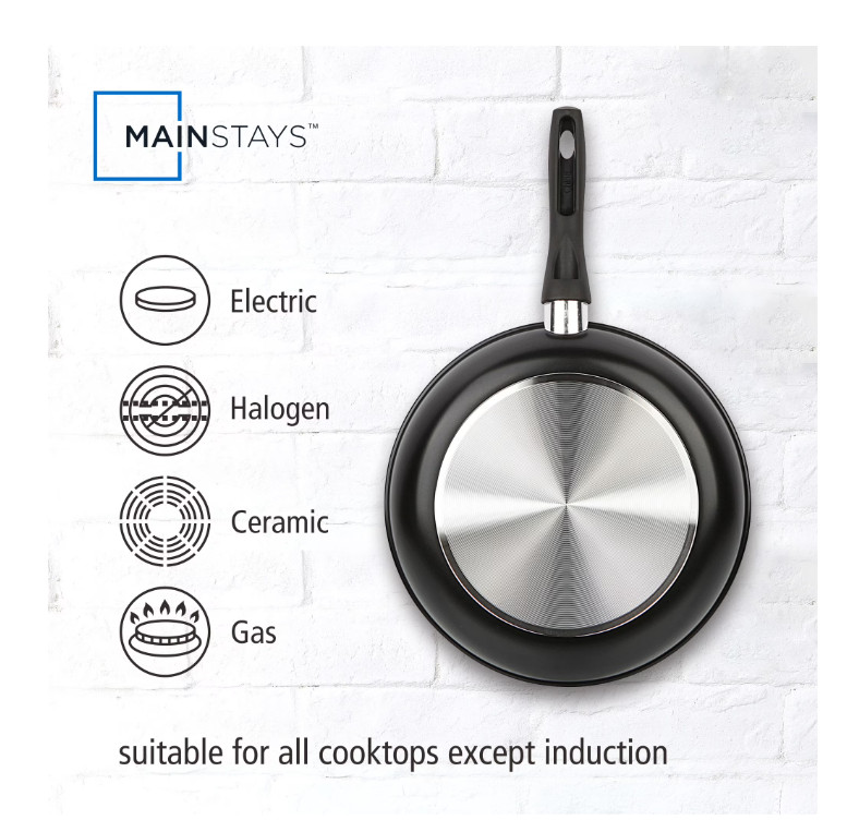 3 Piece Nonstick Aluminum Skillet Set Black Finish Cookware Collection