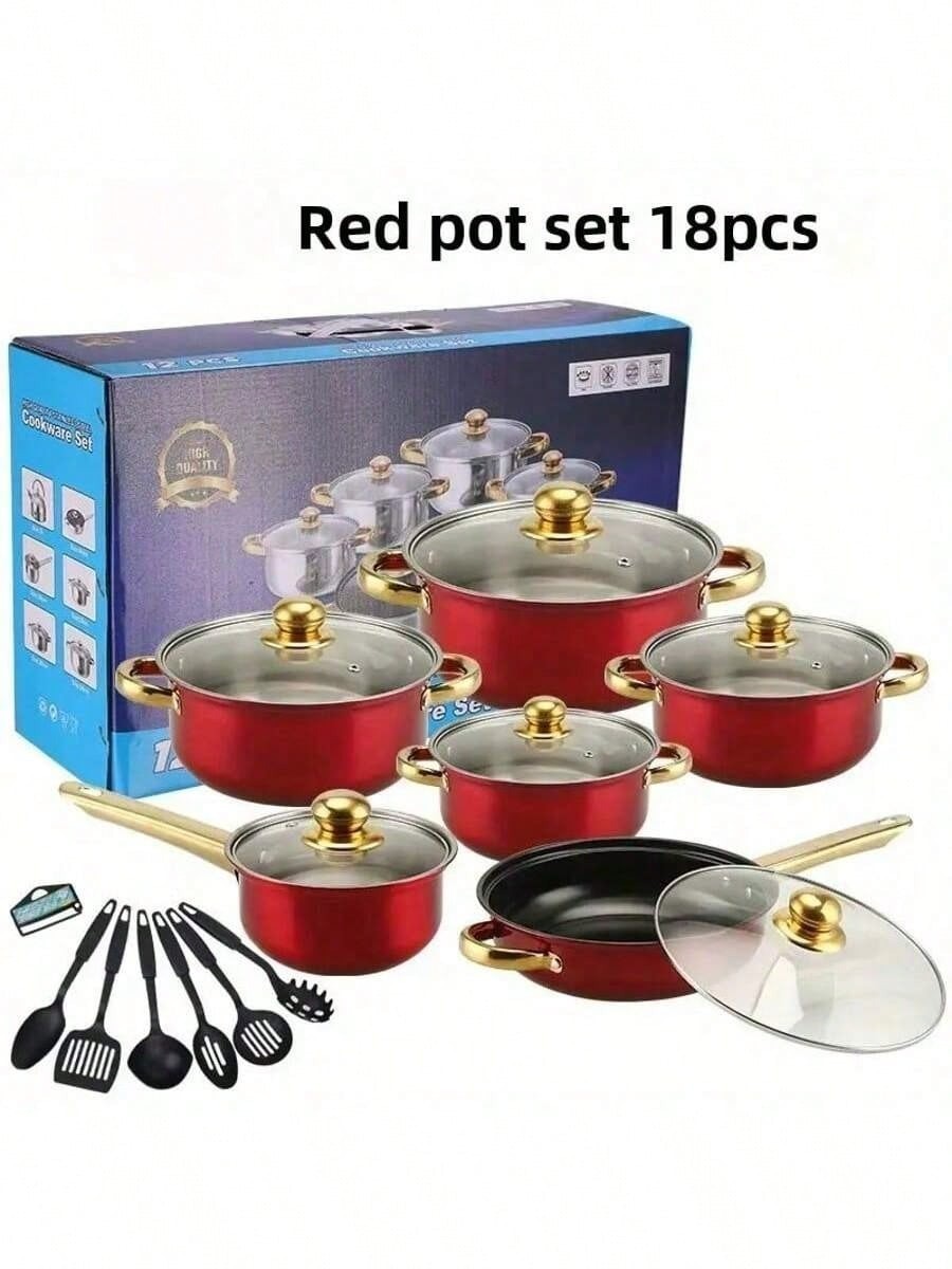 12 Piece Ceramic Non Stick Cookware Set Stainless Steel Kitchen Pots And Pans
