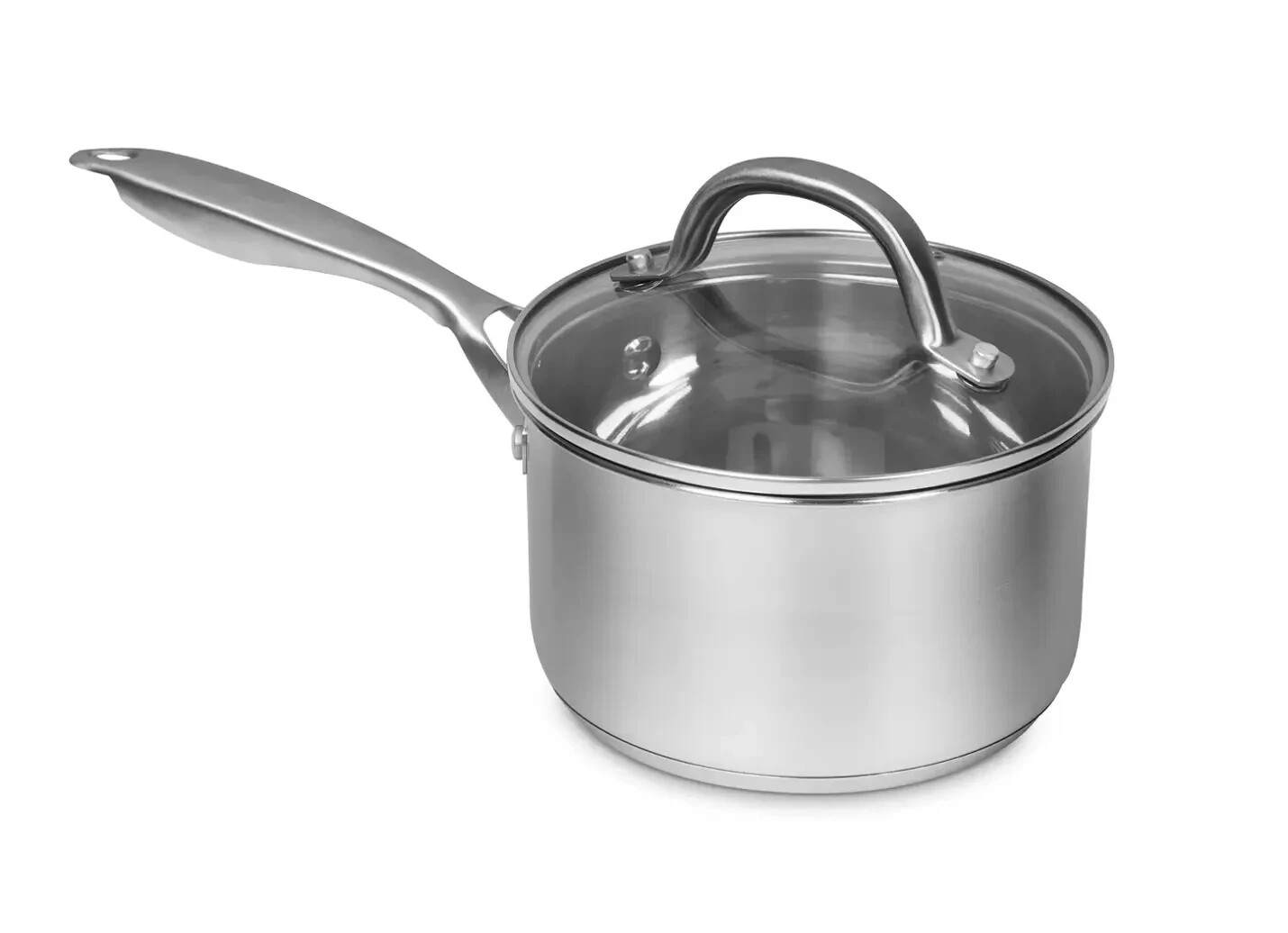 NEW SEDONA PROFESSIONAL 5-PLY STAINLESS STEEL 1.5-QT. SAUCEPAN W/DRAIN GLASS LID