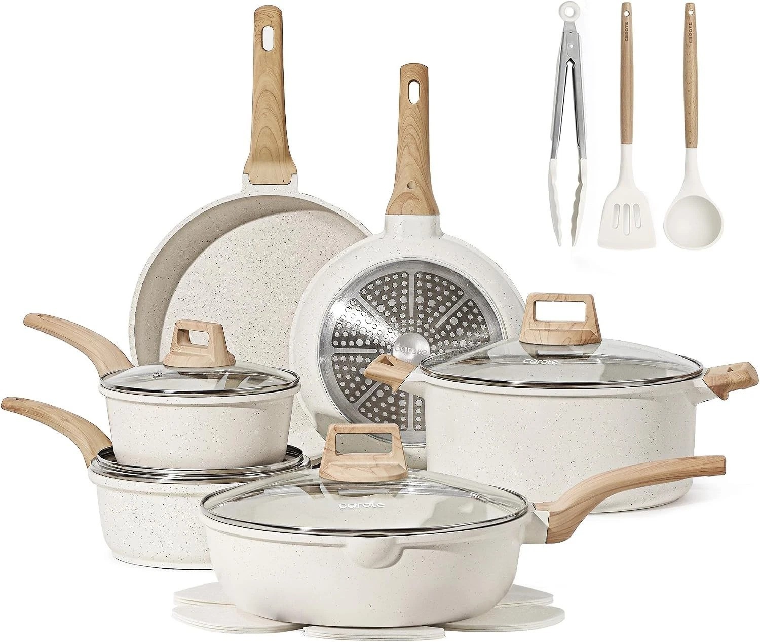 Effortless Cooking with 16-Piece White Granite Cookware Set – Induction Ready