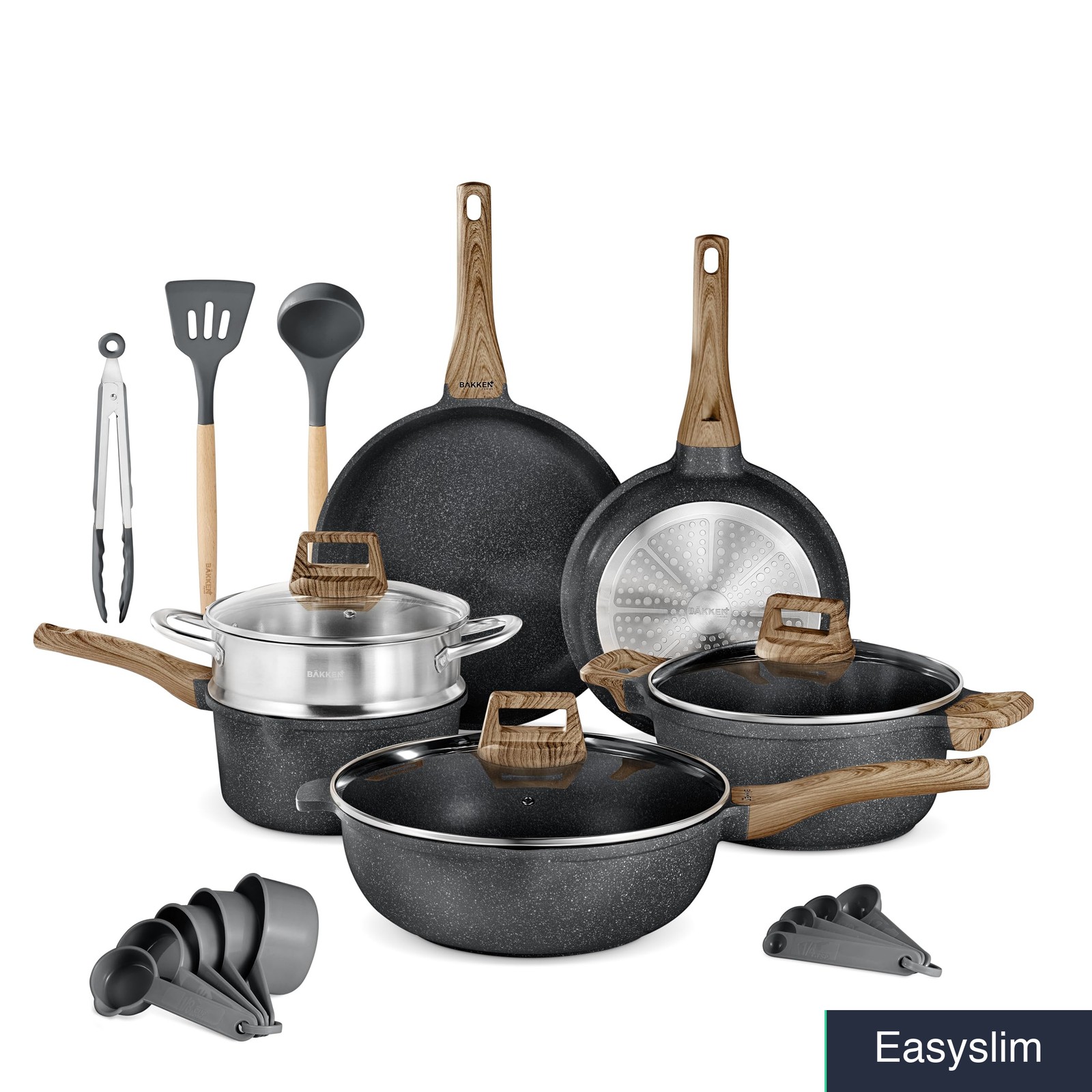 14-Piece Cookware Set Granite Non-Stick All Stoves Oven Safe 392°F