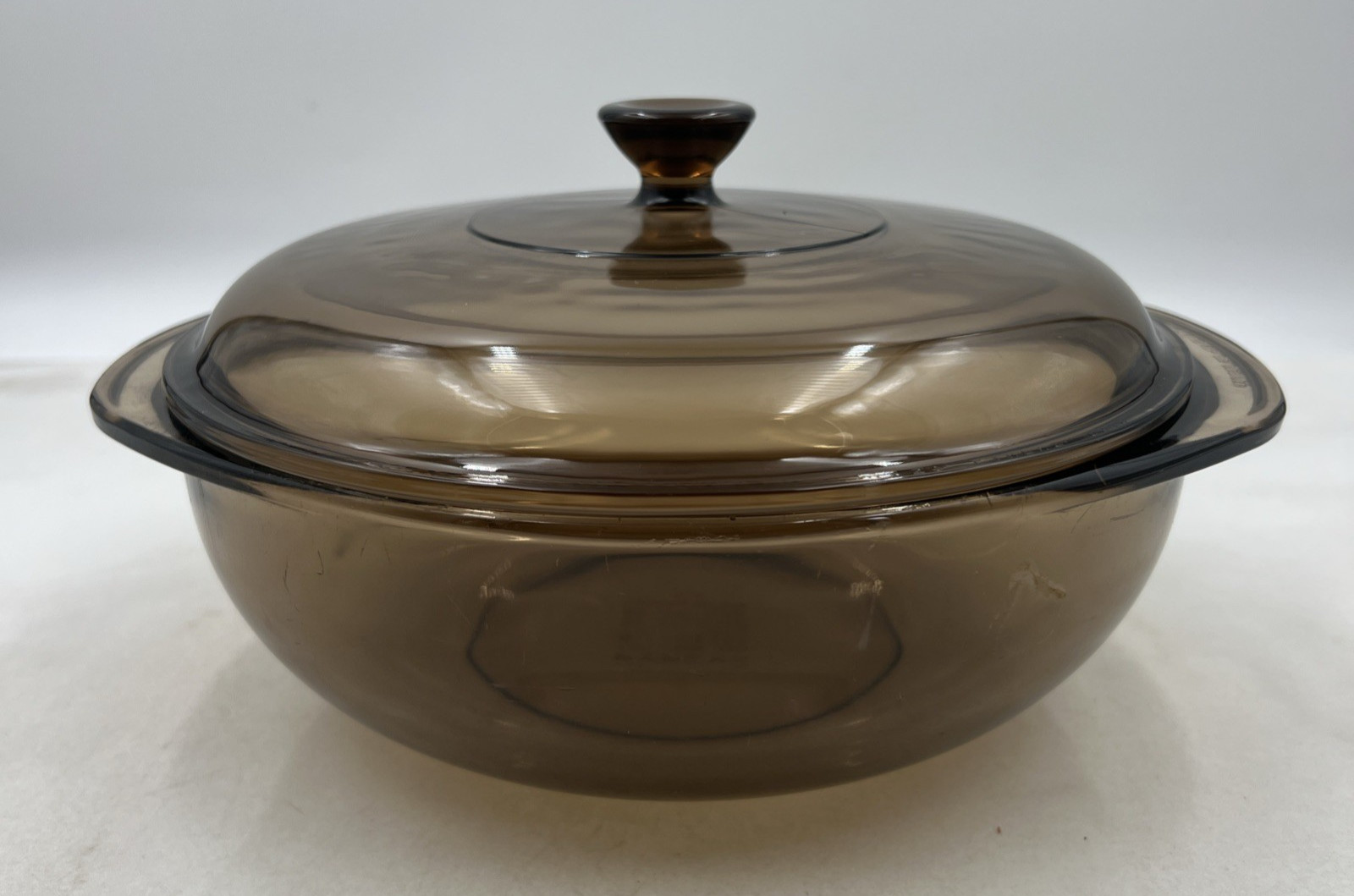 VTG Pyrex Casserole Dish #024 1-1/2 Qt Round Glass Baking Bowl Lid Amber