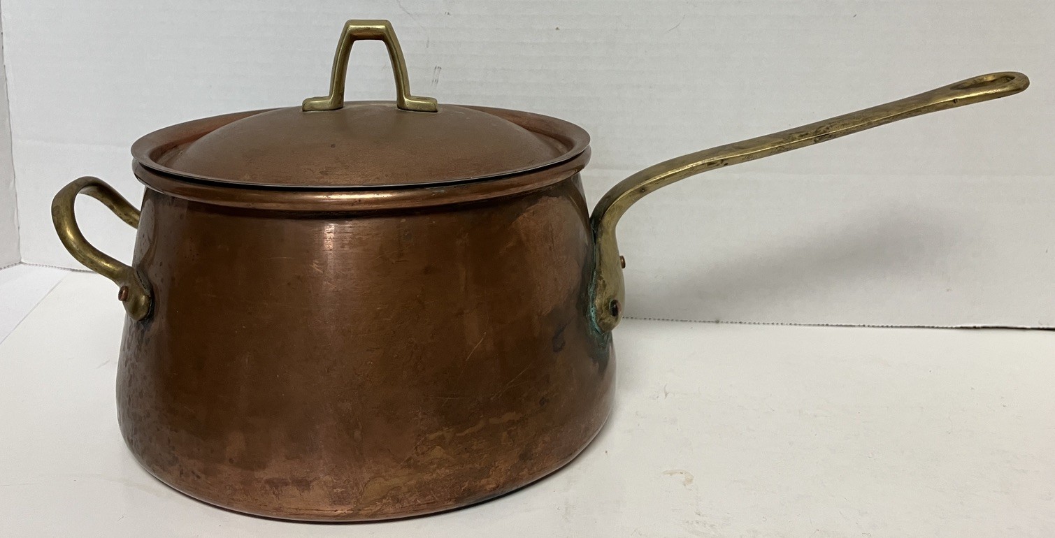 Vtg Professional Douro Portugal Copper Saucepan & Lid 4 Qt Cookware