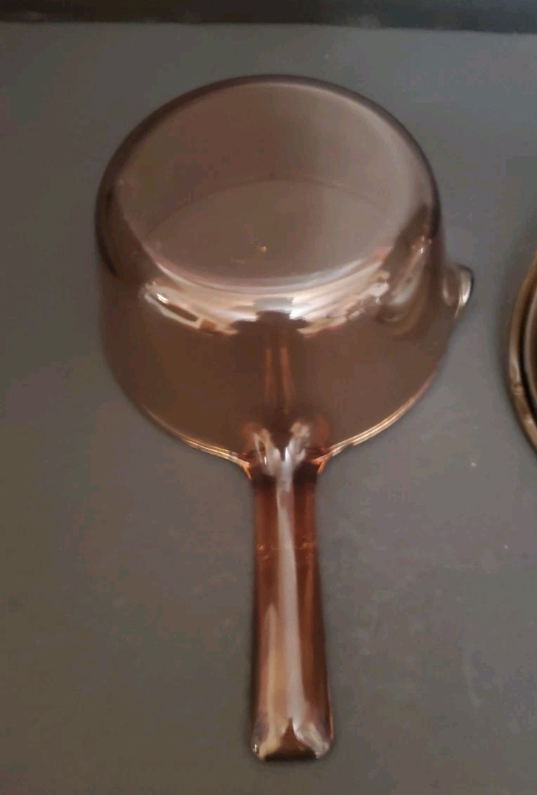Vision Corning Amber Glass Saucepan + Lid 1L Stain Odor Resistant Visionware Vtg