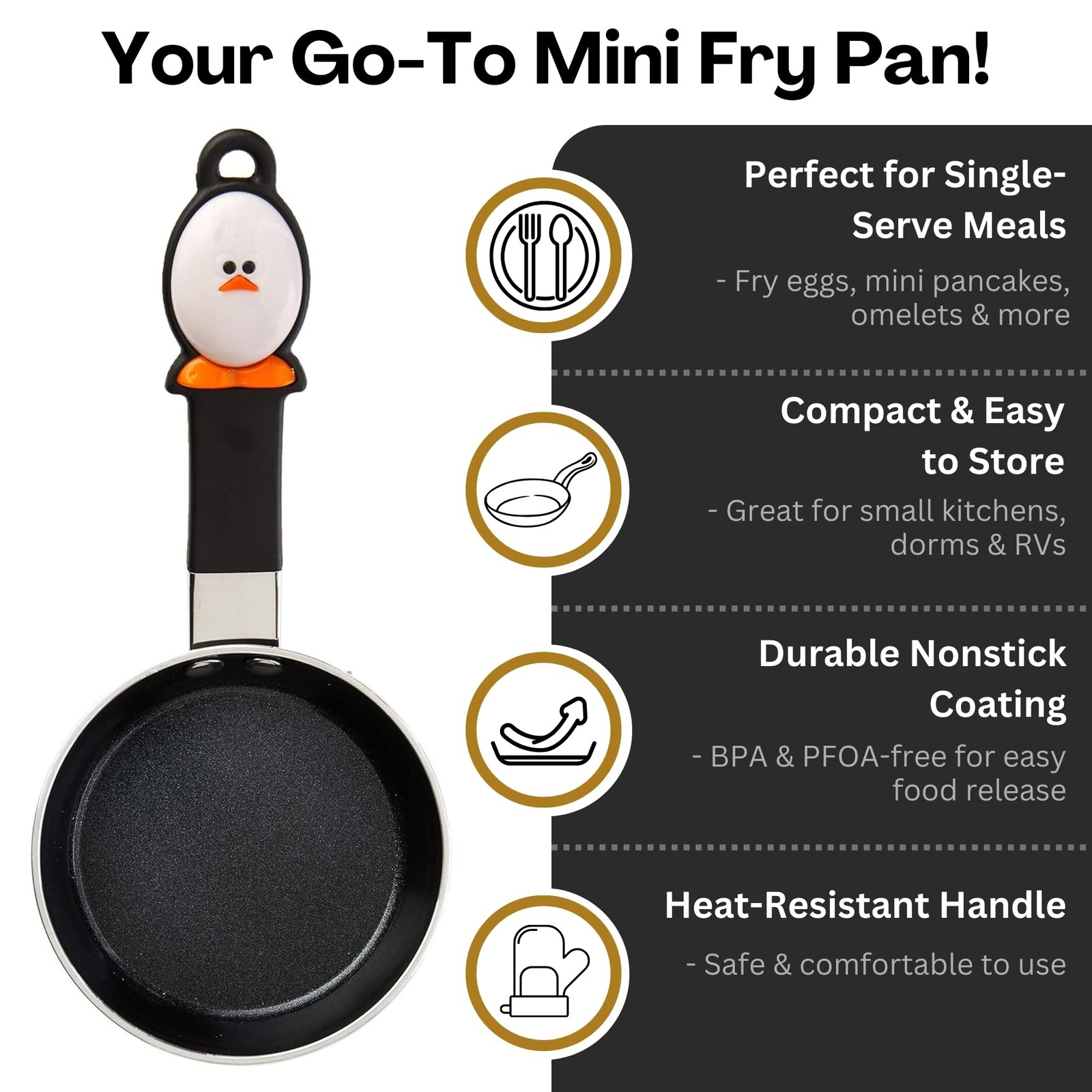 Mini Egg Frying Pan Small Nonstick Skillet HeatResistant Handle 4.5 Inch