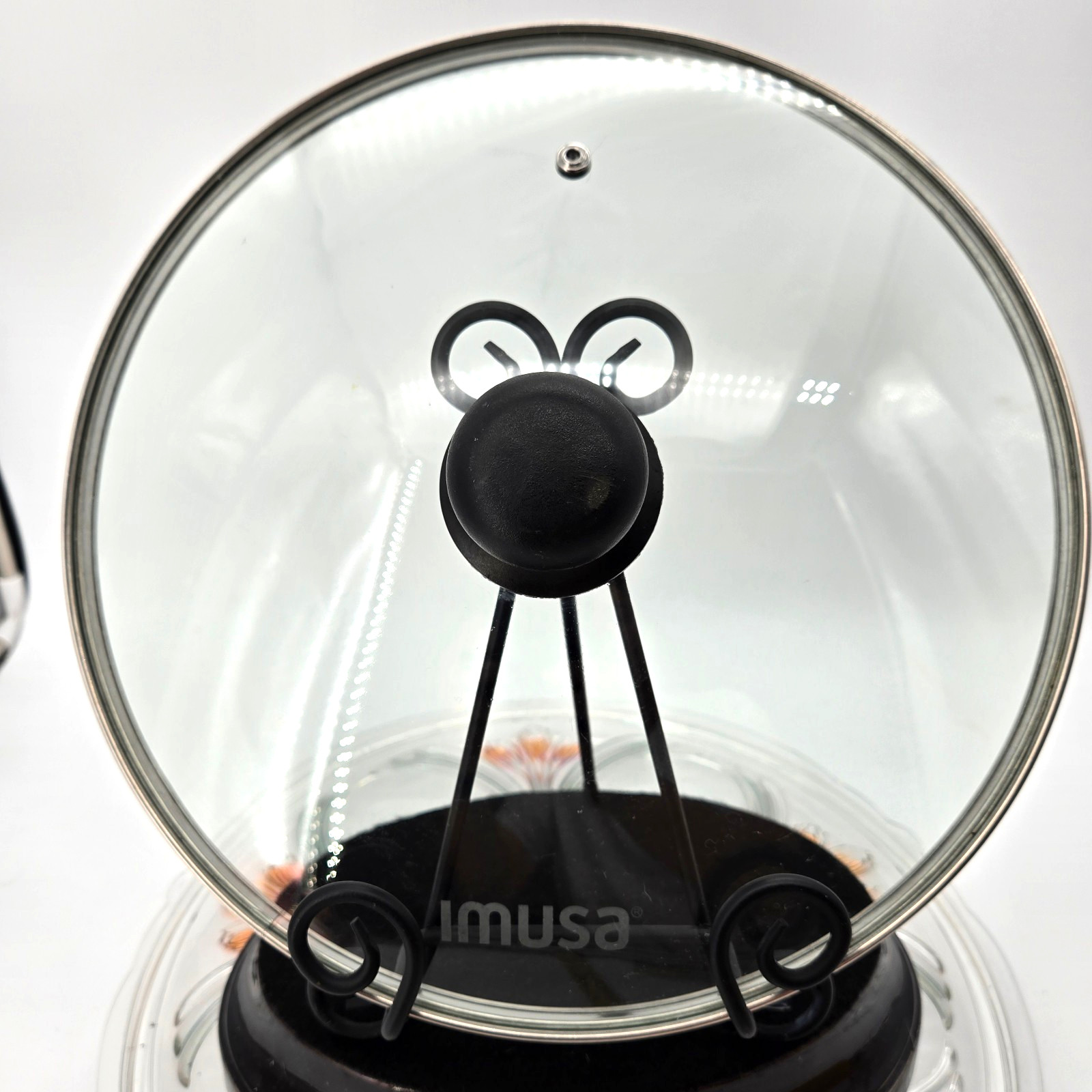 Replacement Lid IMUSA Clear Glass Lid 11” ID & 11 1/8″ OD Vent Black Handle