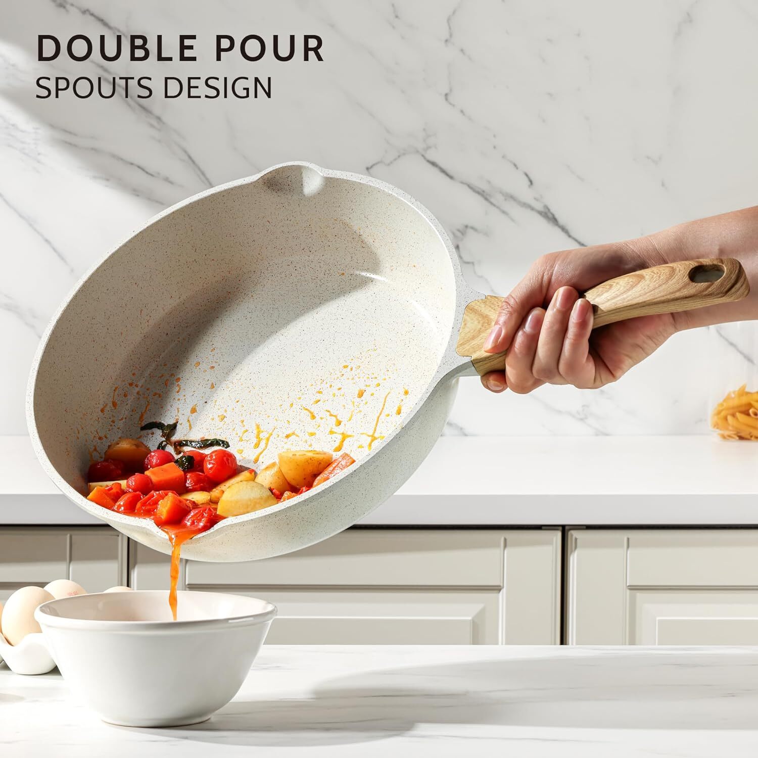 SENSARTE Nonstick Ceramic Saute Pan 12-Inch, Non-toxic Deep Frying Pan Skillet w