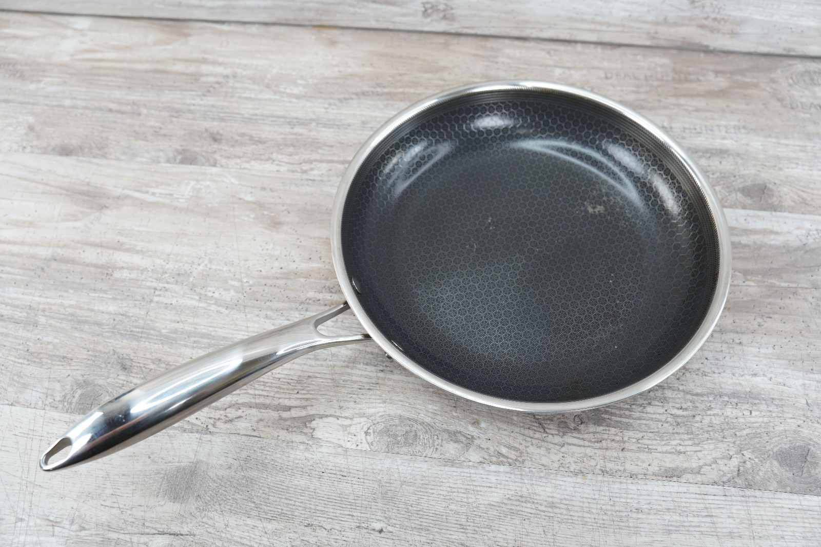 HEXCLAD 10″ Hybrid Fry Pan Stainless Steel Non-Stick Frying Pan – no Lid