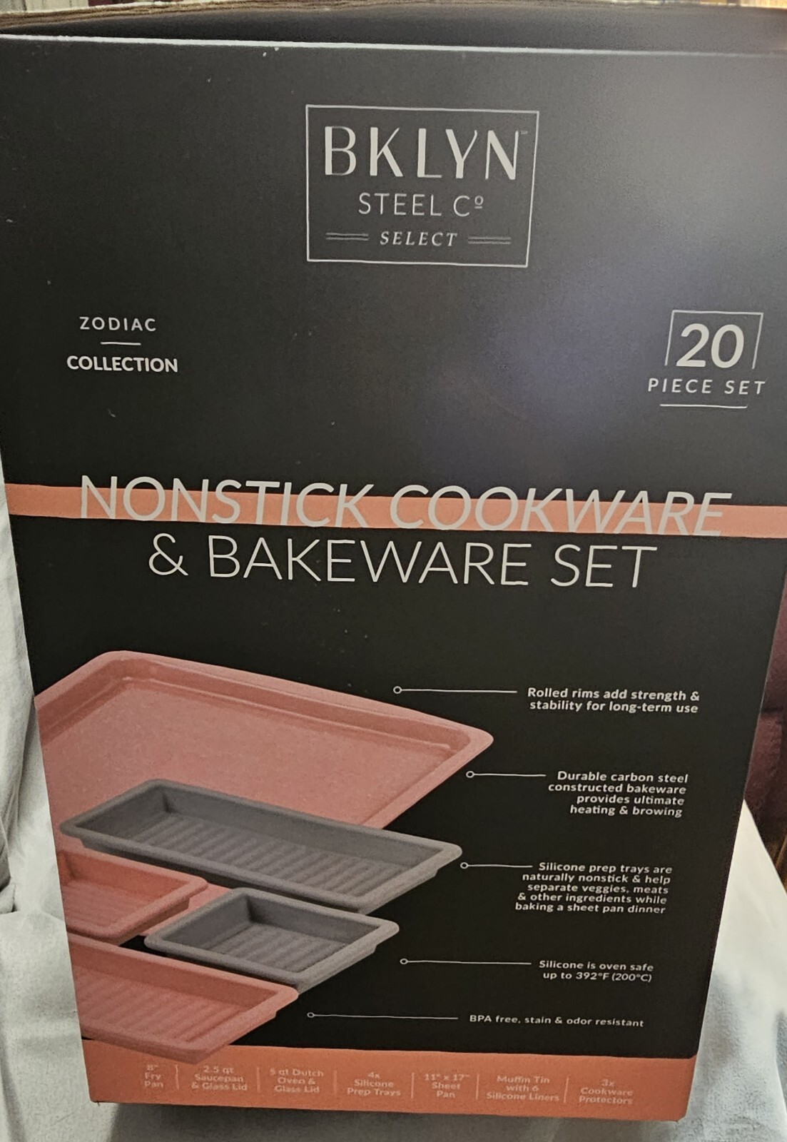 Brooklyn Steel 20 Piece Cookware/Bakeware Set, Speckled Pink. New In Box