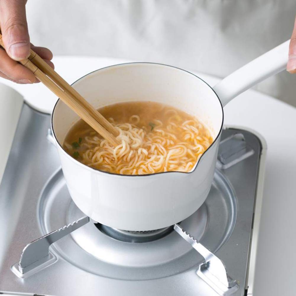 1.2L Saucepan Enamel Milk Pan Butter Warmer NonStick Boiling Pot White Tool