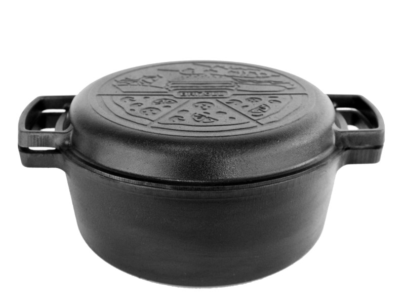 Cast Iron Dutch Oven Pot with Skillet Lid Casserole Cookware 6L