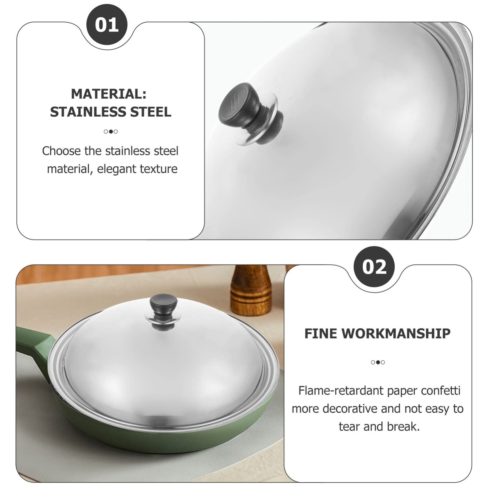 Stainless Steel Pot Lid 15 Inch Lid for Frying Pan Wok 15 Universal Pan Cover…