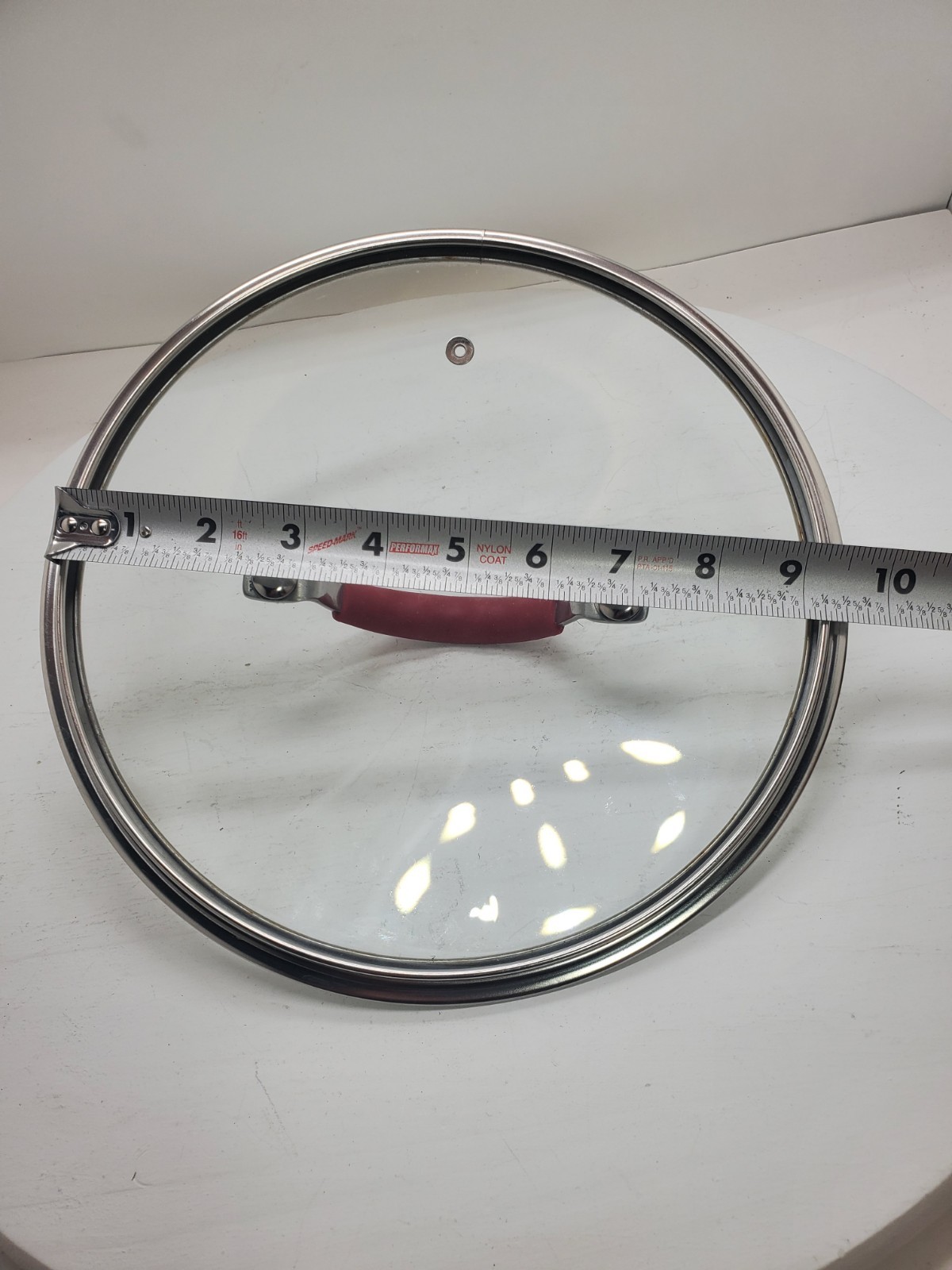 RACHEL RAY 10″ OD Replacement Glass Pot Pan LID Red Handle ~ 9.25” ID