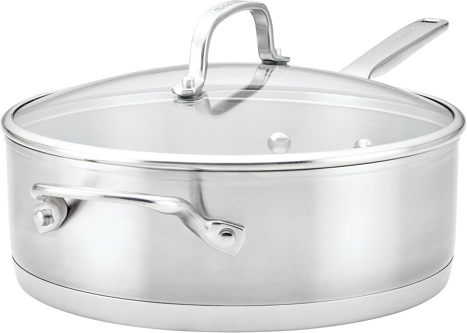 4.5QT Stainless Steel Deep Saute Pan with Lid 3 Ply Base
