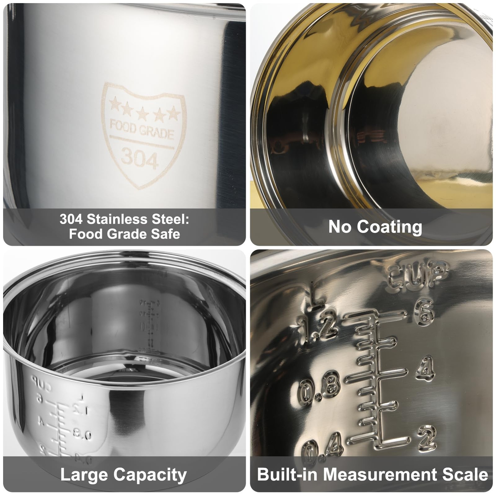 304 Stainless Steel Inner Pot 3.17 QT Rice Cooker Inner Pot Compatible with Z…