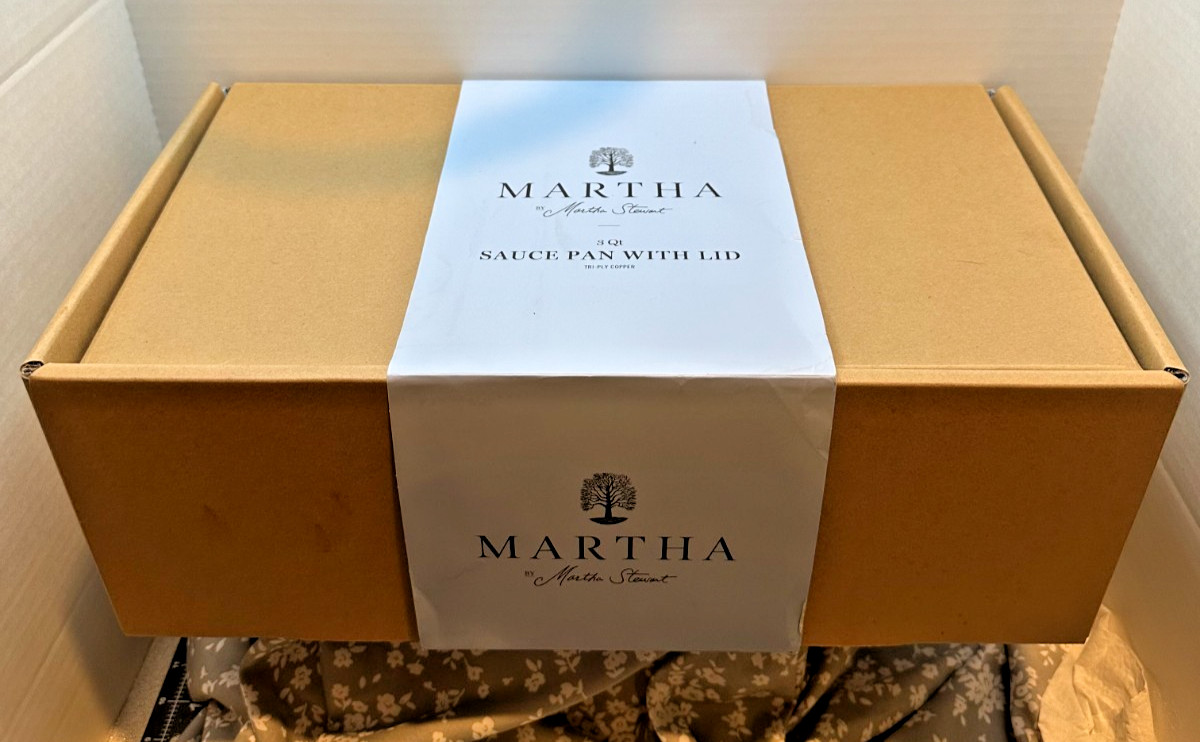 MARTHA STEWART 3qt Tri-ply Stainless Steel Signature Copper Low Sauce Pan w/Lid