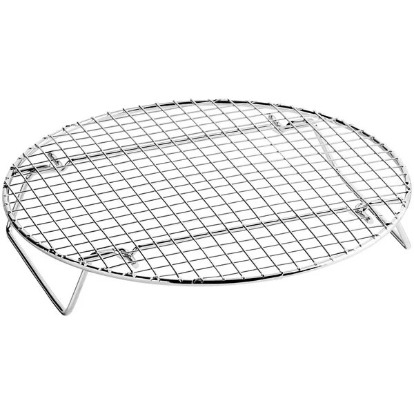 Choice 10 1/2 in Round Chrome Plated Steel Steamer Rack Oven Safe Silver
