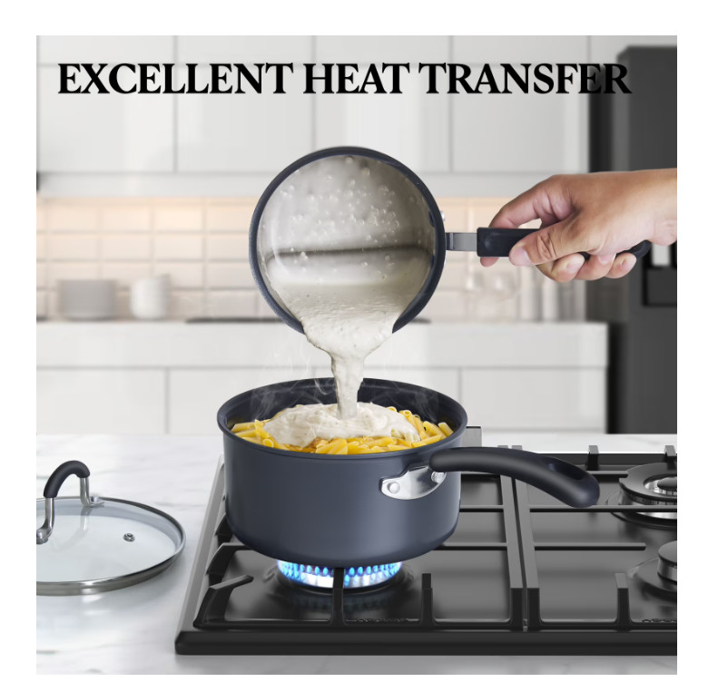 3Qt 9.5in Nonstick Saute Pan Hard Anodized Lid Stay Cool Black Pan