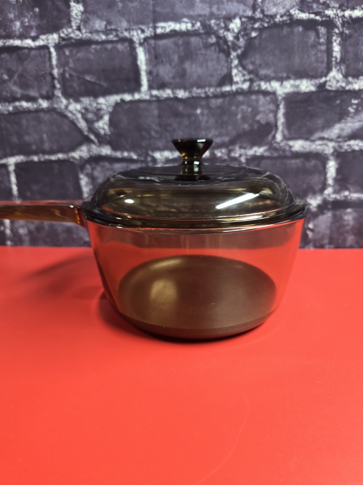 Corning Ware Visions 1.5L Amber Pan Pot with Lid USA Non Stick Vintage