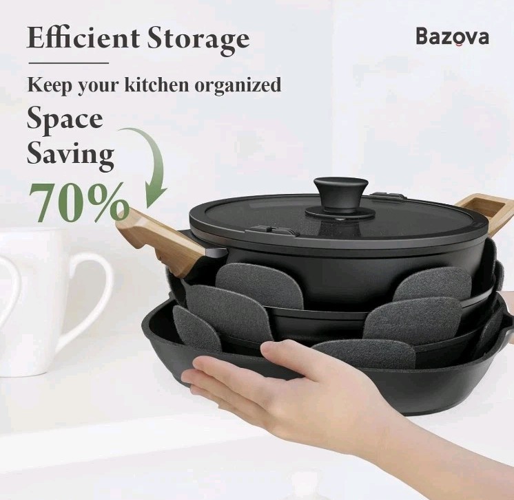 Bazova 19 Pcs Pots and Pans Set Non Stick Ceramic Cookware Set with Removable…
