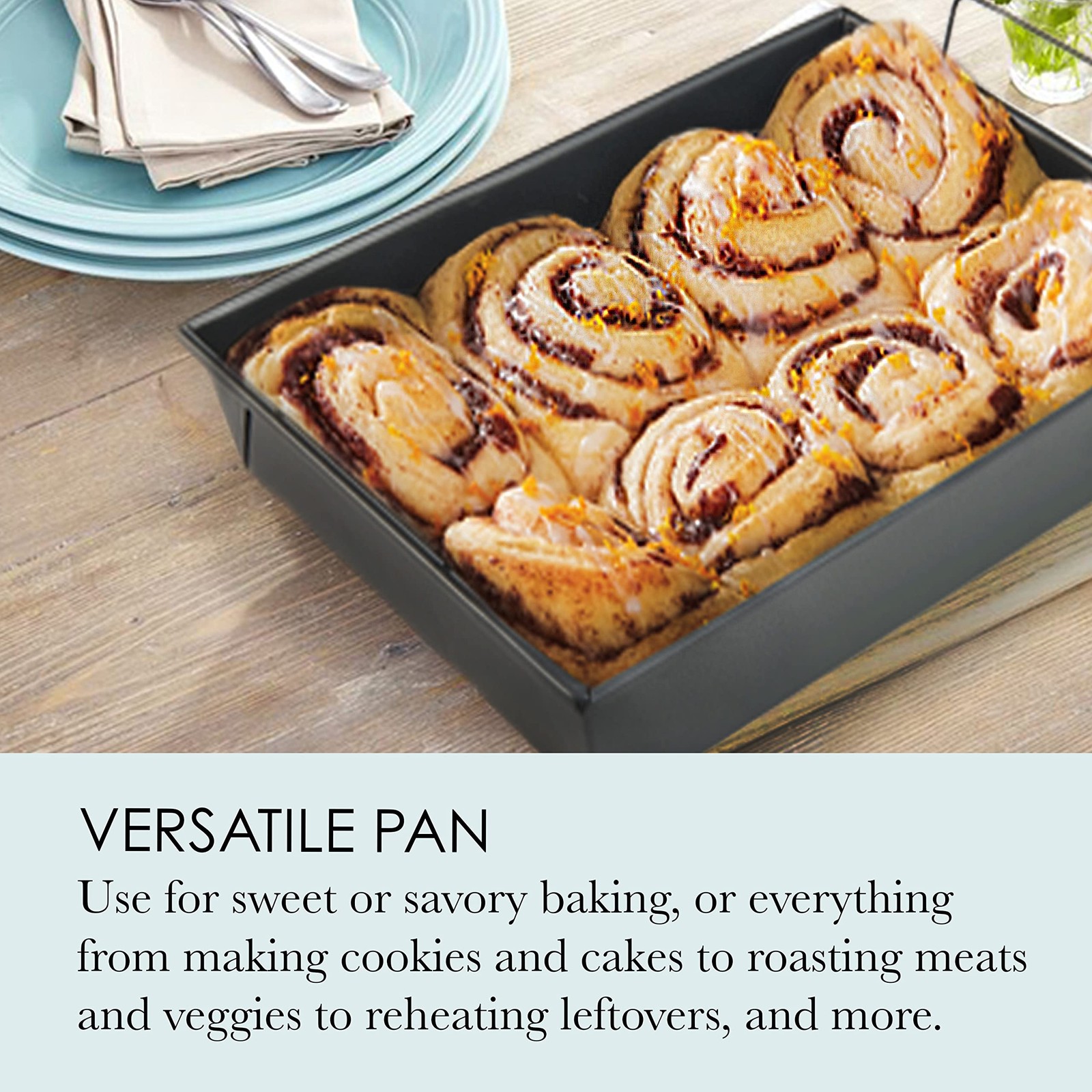 Non-Stick Roast, Broil Pan, Rack, 13×9 Inch, Dark Gray, Steel Bakeware