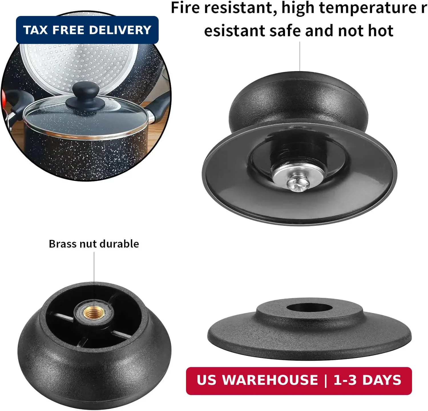 4 Pcs Universal Pot Lid Knobs, Pot Lid Handle Replacement, Pot Cover Knobs, Univ