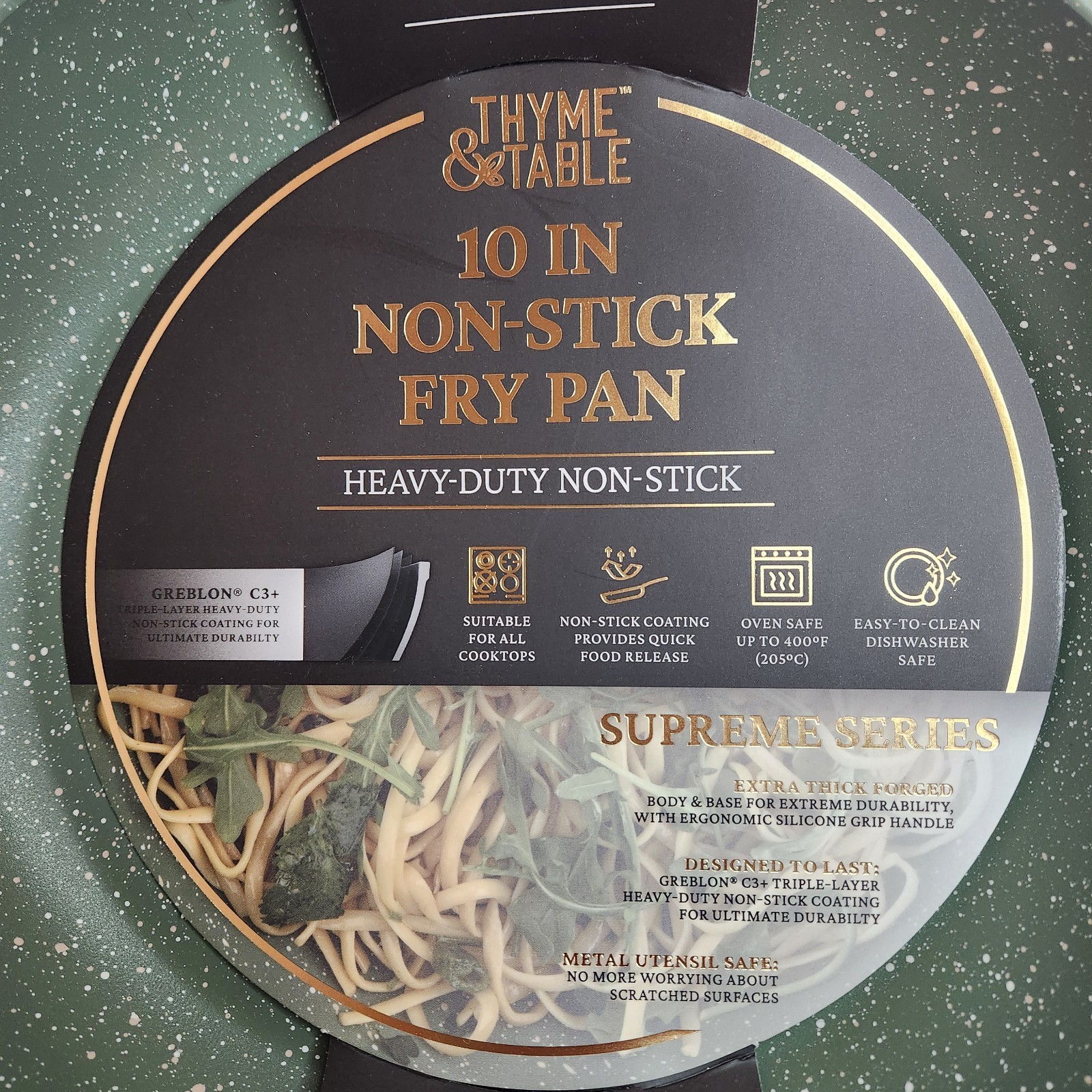 Thyme & Table 10 In Non-Stick Fry Pan Olive Heavy Duty Oven Safe New In Package