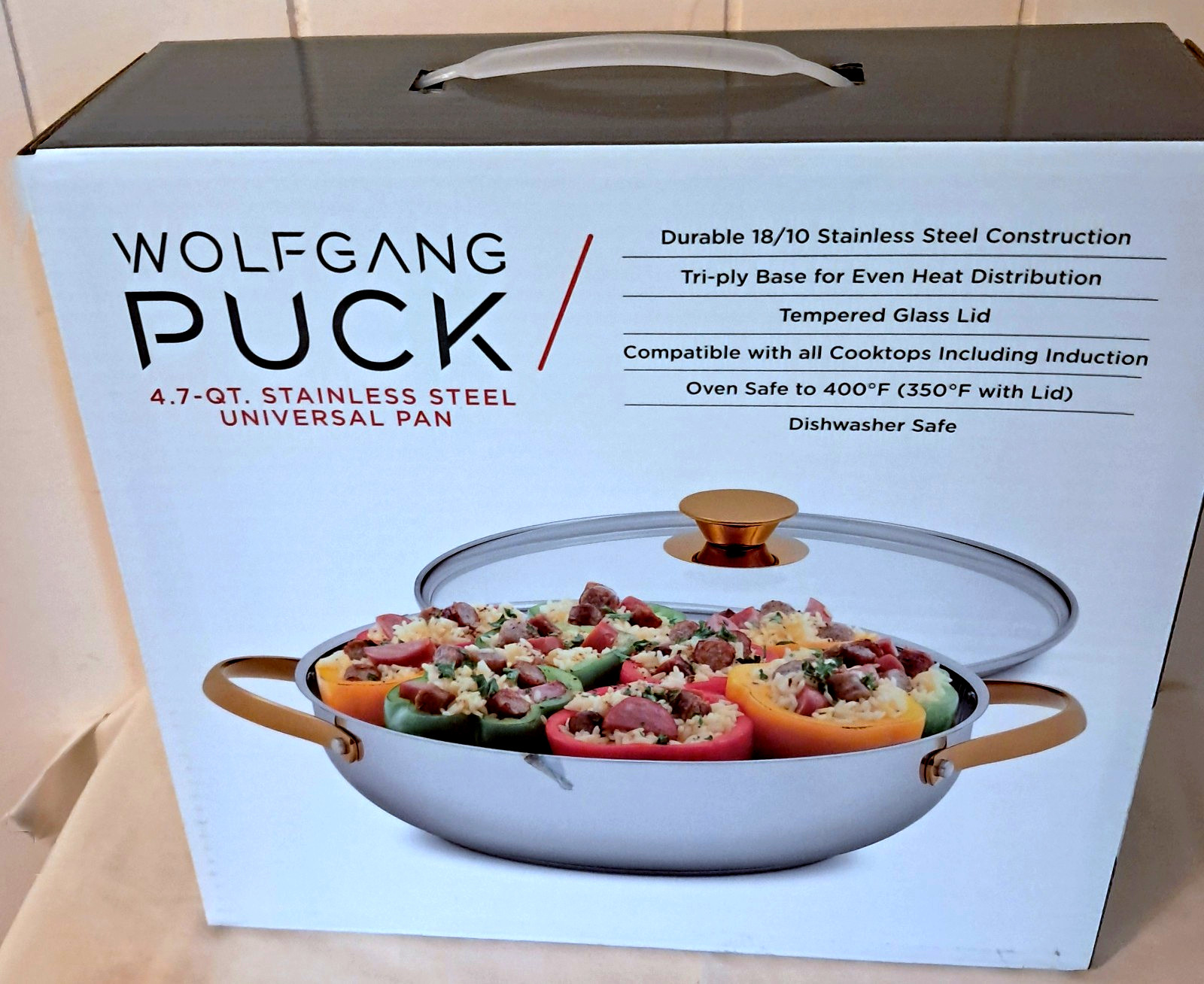 WOLFGANG PUCK 4.7 QT STAINLESS STEEL UNIVERSAL PAN WITH LID NIB