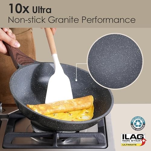 SENSARTE Gray Granite Nonstick Cookware Set 23 PCS
