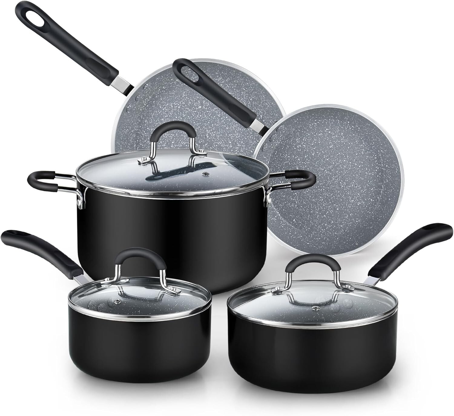 Versatile Nonstick Cookware Set – Heavy Gauge Aluminum – Stay-Cool Handles