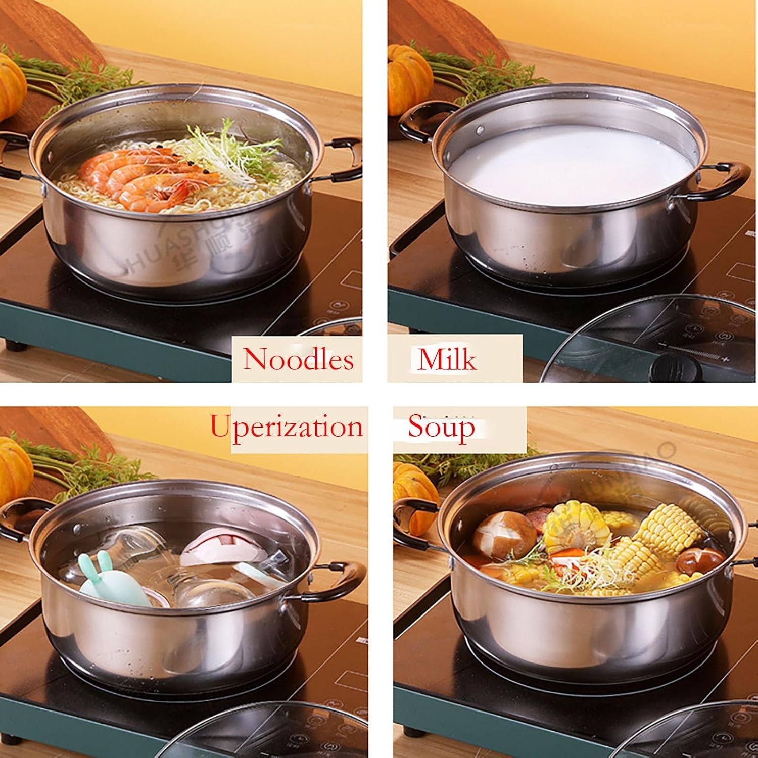 Small Saucepan, 0.9 Quart Double Handle Milk and Soup Pot with Lid for Warming,