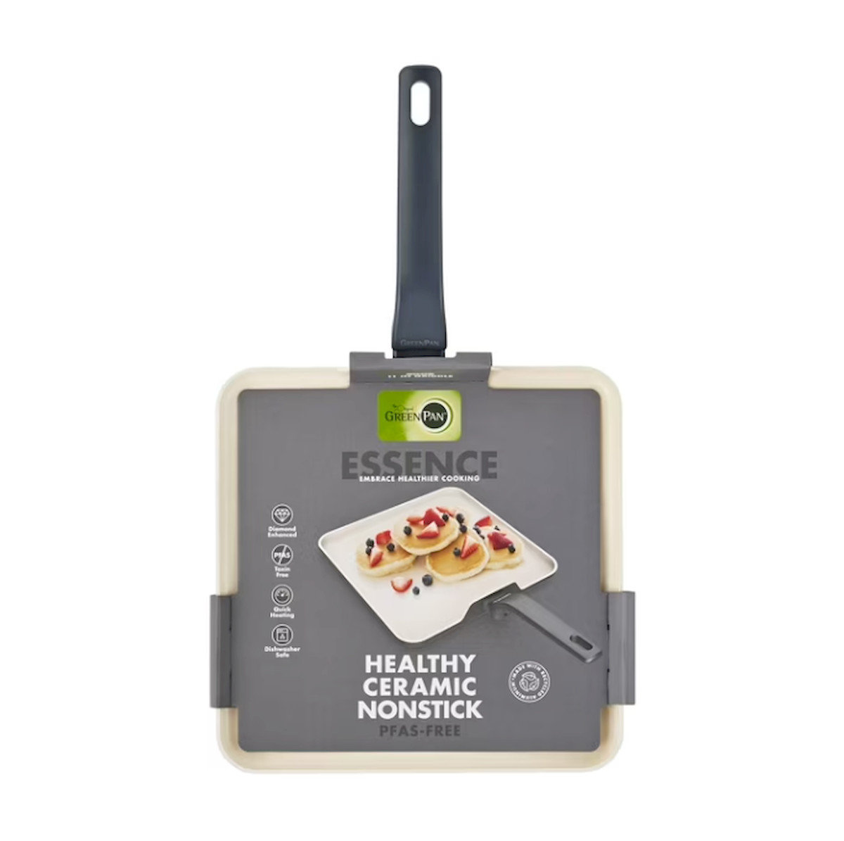 GreenPan Essence 11″ Ceramic Nonstick Griddle, Dishwasher Safe, Gray​