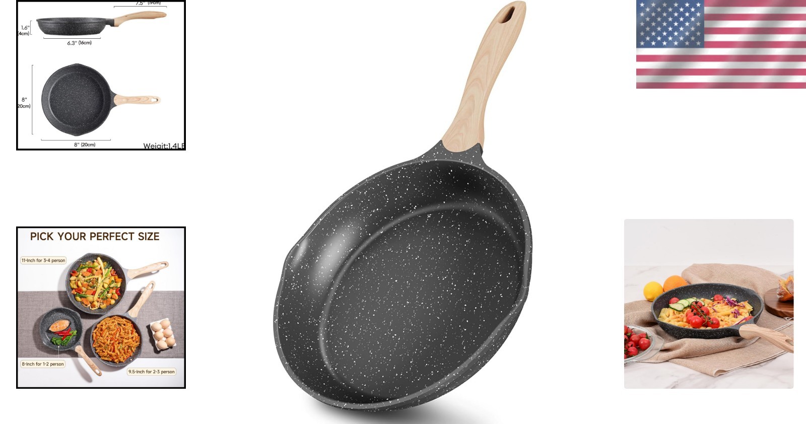 Professional Grade 8” Nonstick Omelette Pan – Stay-Cool Handle for Safety