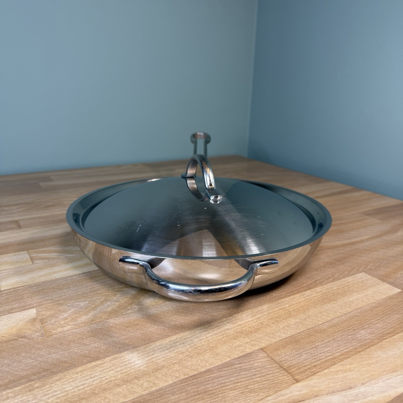 REVERE Pro Line 1801 Stainless 10″ Saute Fry Pan Skillet Copper Core 6760 w/ Lid