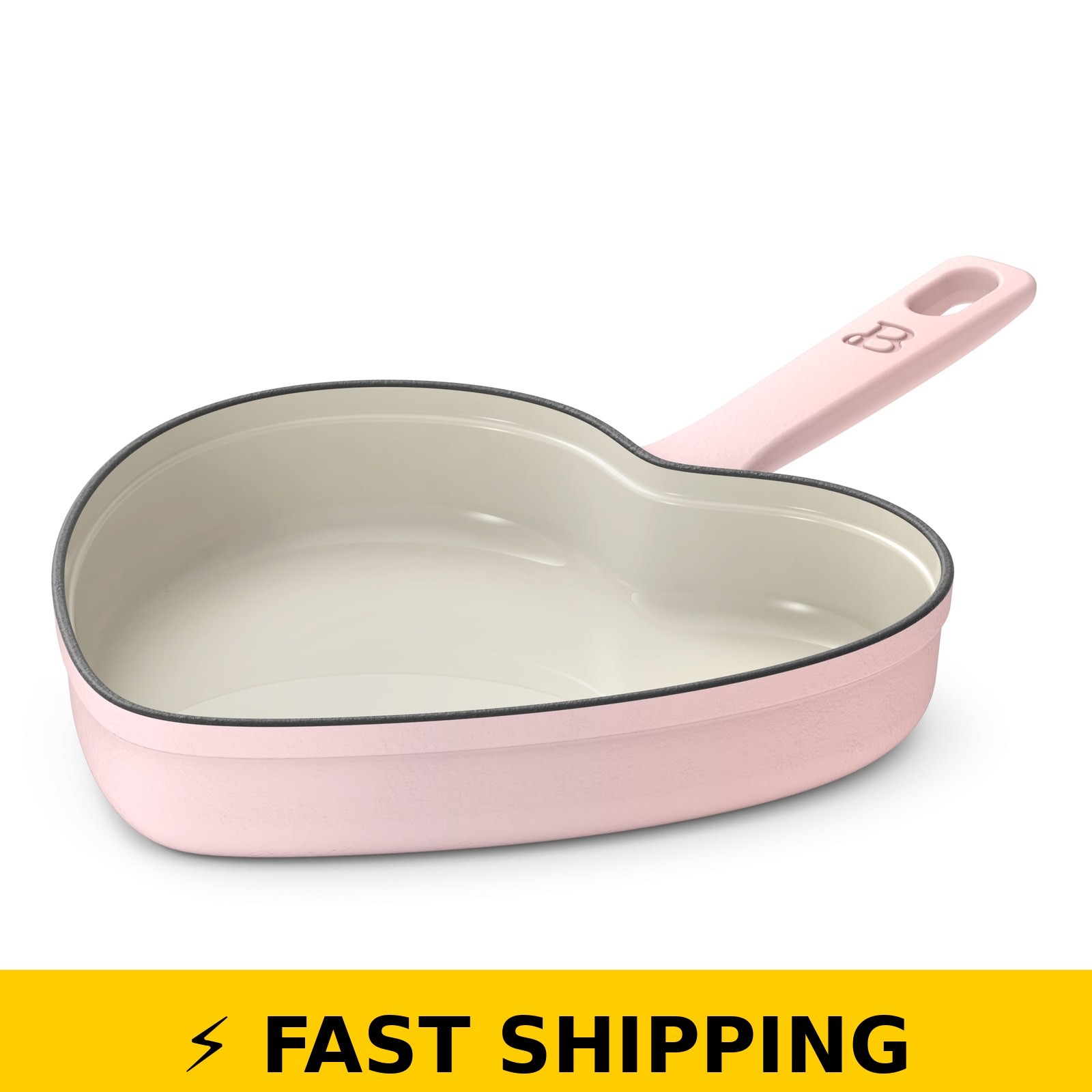 Beautiful 10” Enameled Cast Iron Heart Skillet – Pink Champagne