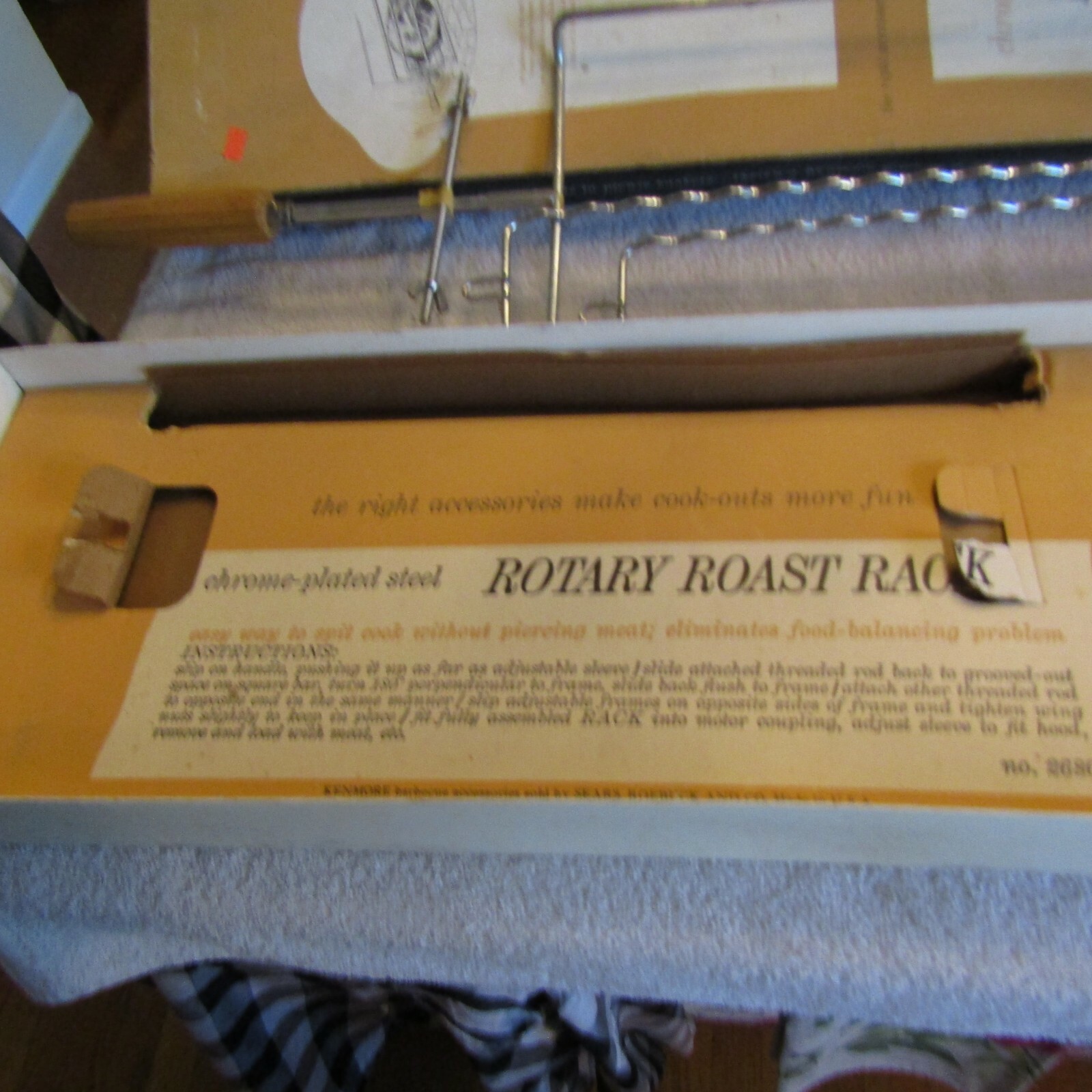 Vintage Sears Chrome Plated Steel Adjustable Rotary Roast Rack 2680 New Stock