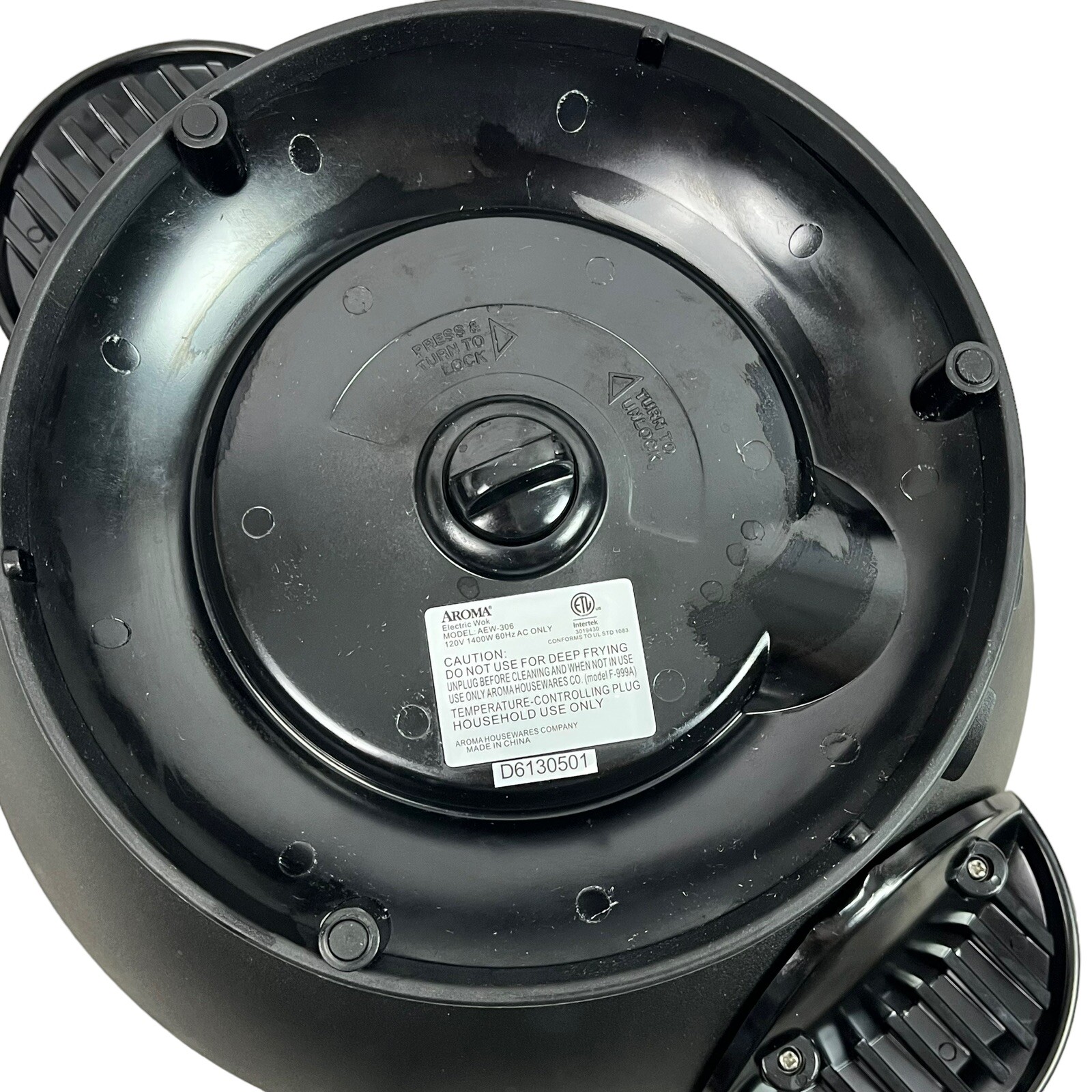 Aroma 5 Quart Electric Wok AEW-306 Black Tempered Glass Lid