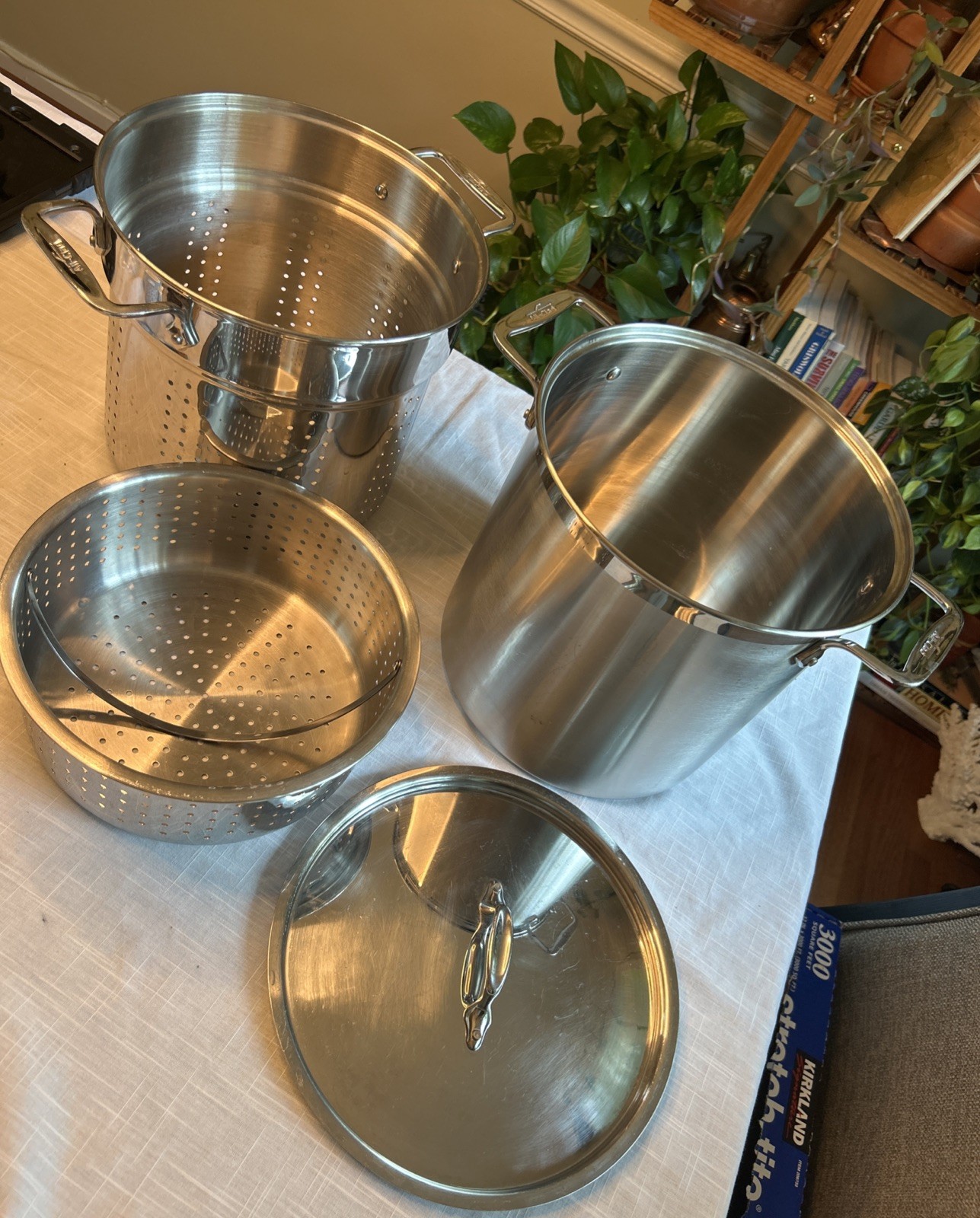 All-Clad Stainless Steel 12 Qt Stock Pot w/Pasta Strainer, Colander and Lid